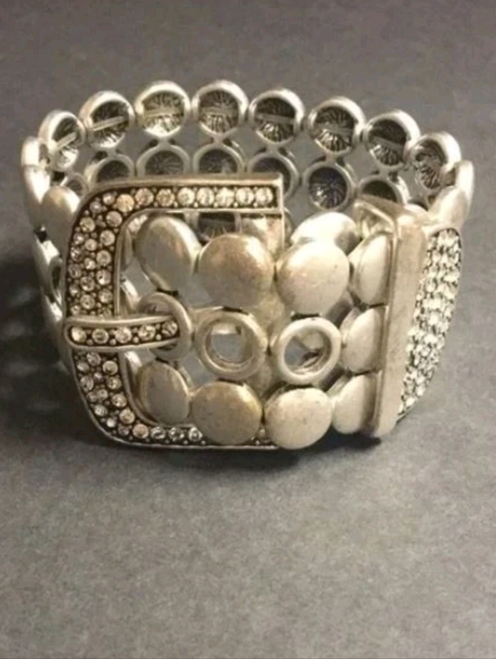 Vintage Premier Designs Rhinestone Silver Buckle Bracelet - EUC - Picture 9 of 11